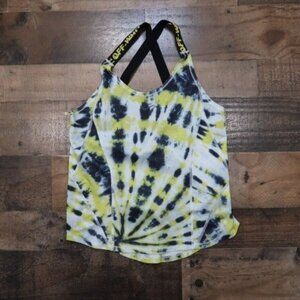 OFF WHITE X NIKE Womans Small Yellow & Black Athletic Tank Racerback Tie Dye